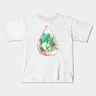 Watercolor Terrarium with copper accents Kids T-Shirt